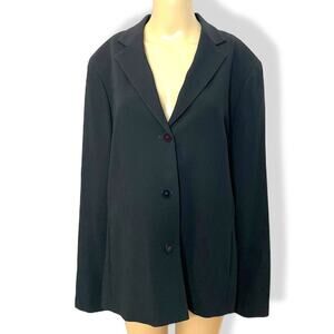 Anne Klein black suit jacket blazer front button 16 pockets